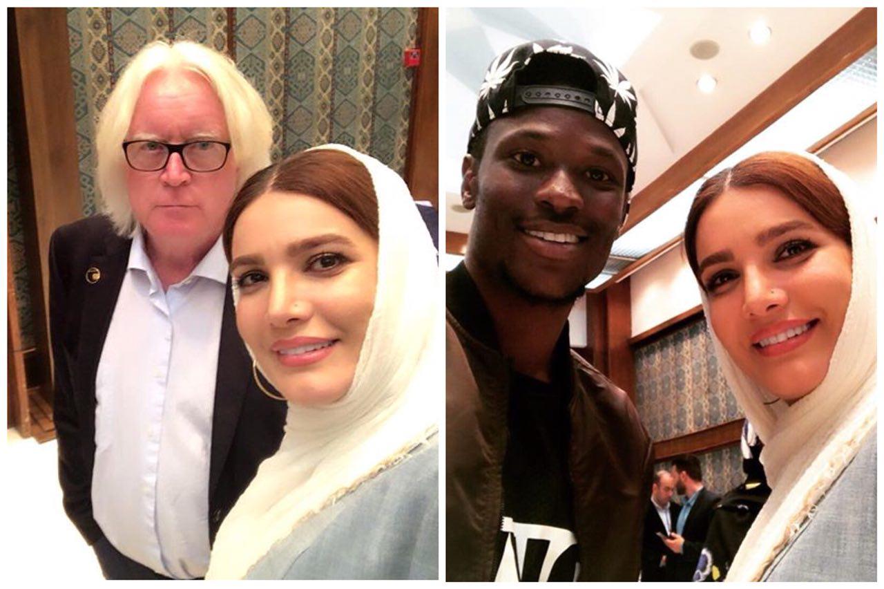 عکس یادگاری خانم بازیگر با وینفرد شفر و مامه تیام