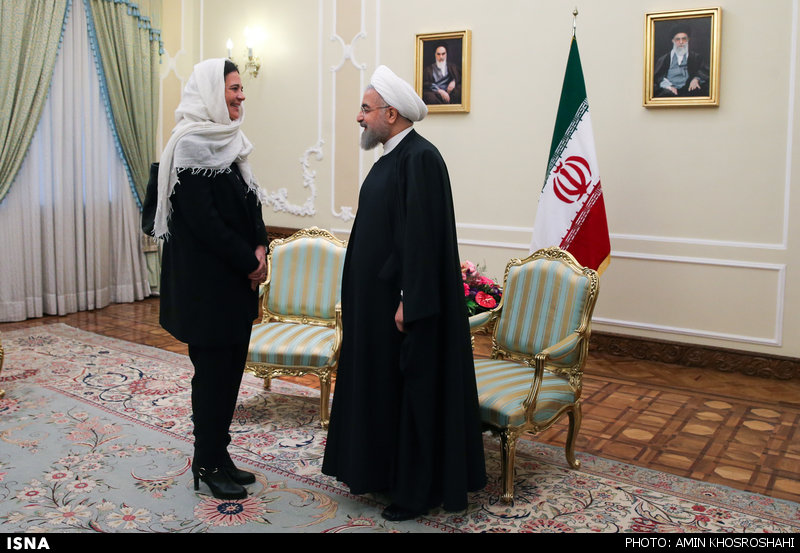 پوشش رئیس مجلس سنای بلژیک در دیدار با روحانی/ عکس