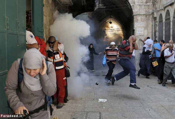 (تصاویر) حمله صهیونیست‌ها به مسجدالاقصی