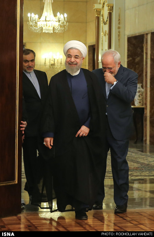 خنده‌های جالب ظریف و روحانی/عکس