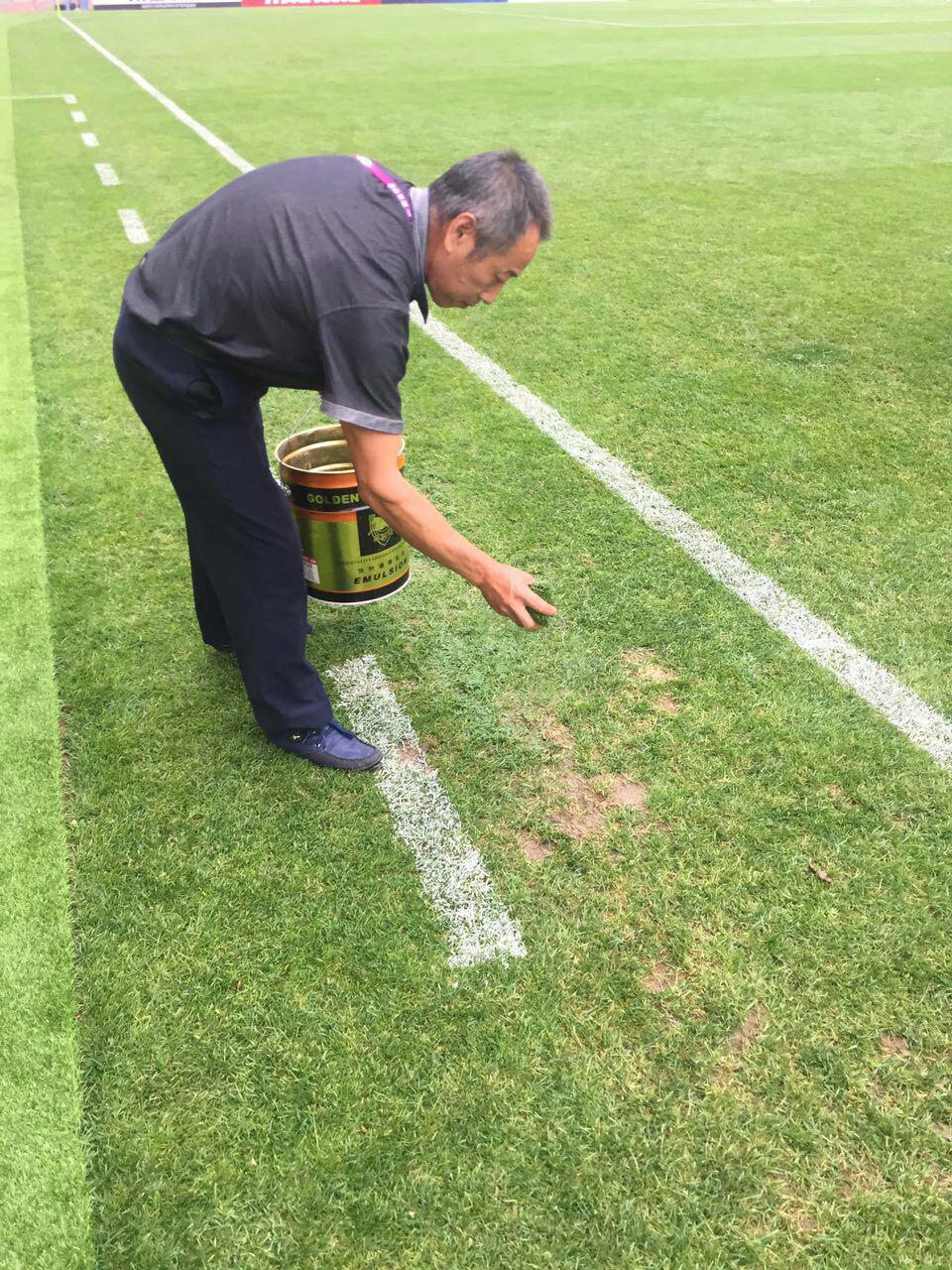 ترمیم چمن محل برگزاری دیدار ایران و چین!/عکس