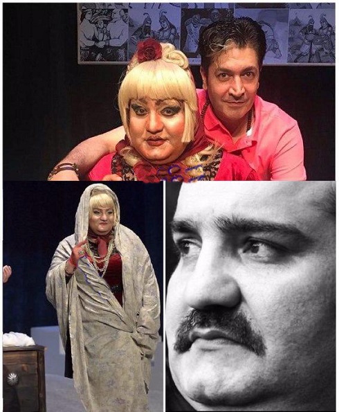 میرطاهر مظلومی با گریم و لباس زنانه در بنگاه تئاترال