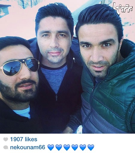 جواد نکونام در کنار برادرانش/ عکس