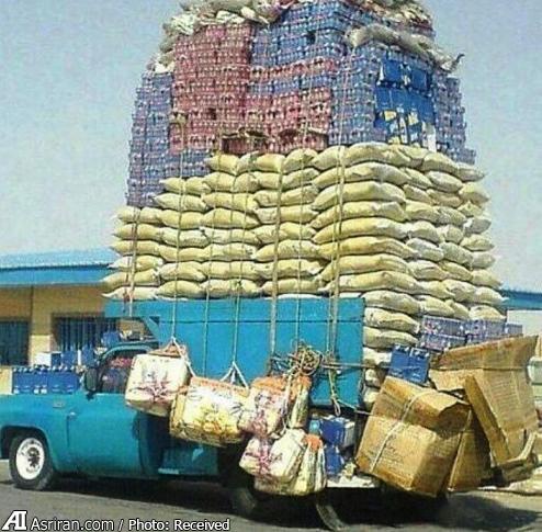 خودرویی که 3 برابر هیکلش بار زده (+عکس)