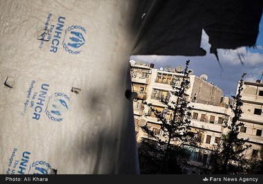 منطقه صلاح الدین در جنوب غرب شهر حلب. در این منطقه مردم و نیروهای ارتش سوریه با گروه های تروریستی تنها با یک پرده جدا شده است