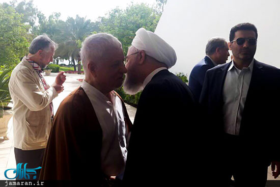 دیدار آیت‌الله هاشمی و روحانی در کیش/عکس