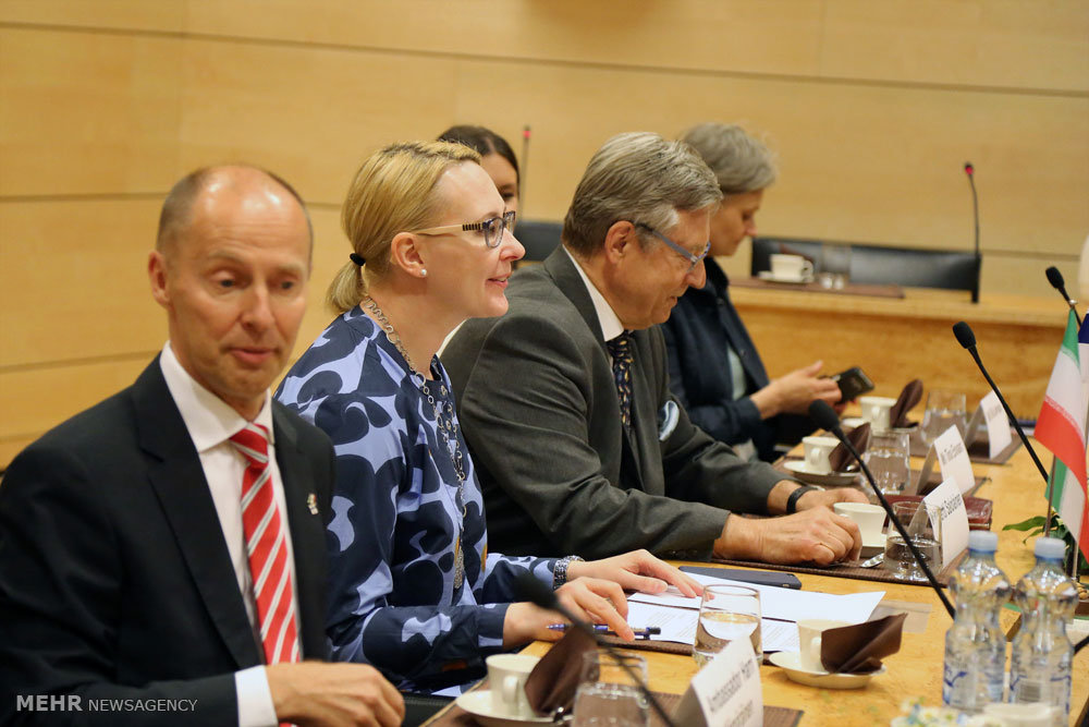 دیدار ظریف با رئیس پارلمان فنلاند/ عکس