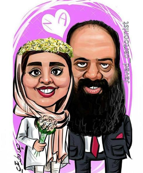 کاریکاتور نرگس محمدی و همسرش علی اوجی