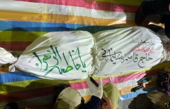 اولین عکس از پیکر سردار شهید قاسم سلیمانی در اهواز