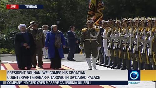 استقبال رسمی روحانی از رییس جمهور کرواسی/ عکس