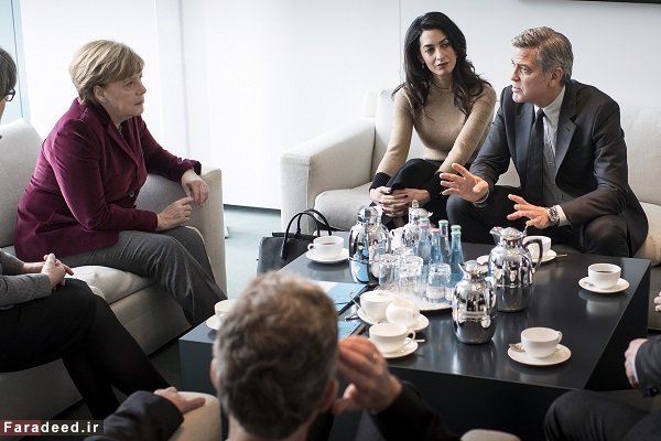 عکس/ دیدار جرج كلونی با مركل برای حمايت از پناهندگان