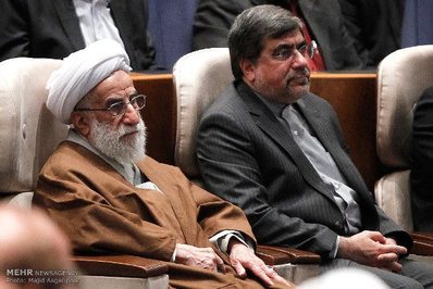 احمد جنتی در کنار پسرش علی جنتی وزیر فرهنگ و ارشاد دولت یازدهم