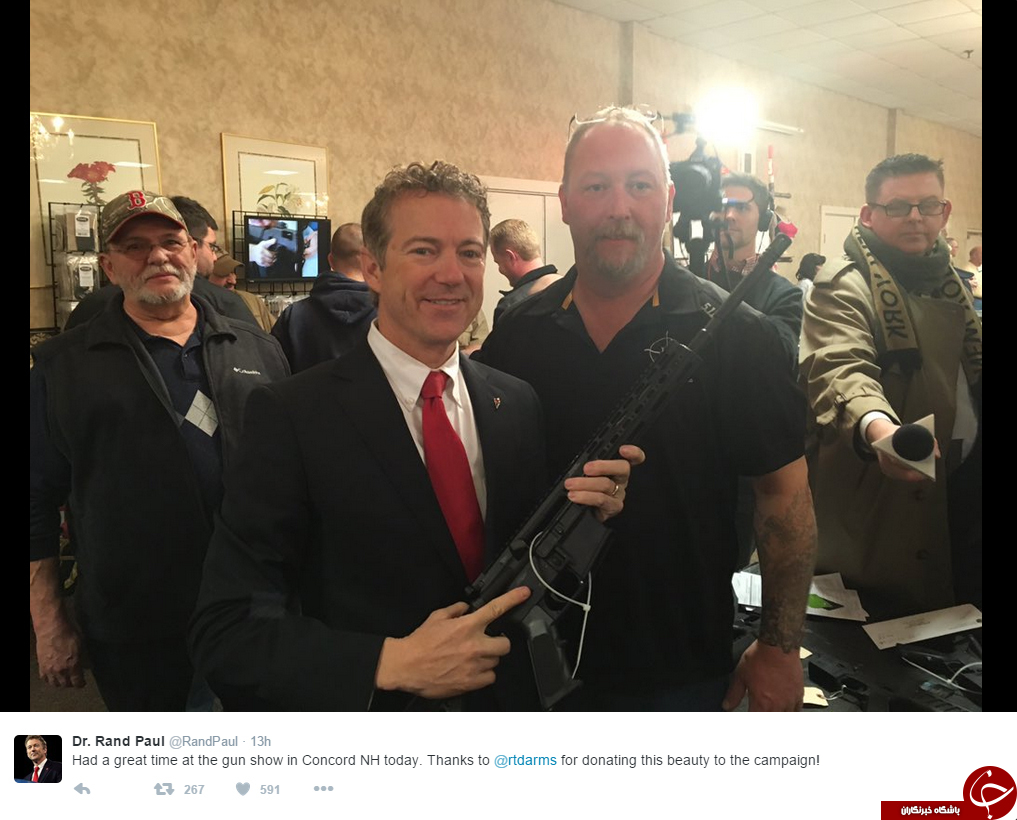 کاندید ریاست جمهوری آمریکا دست به اسلحه شد+ عکس