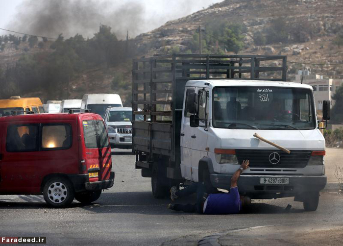 (تصاویر) زیرگرفتن چماقدار اسرائیلی با کامیون
