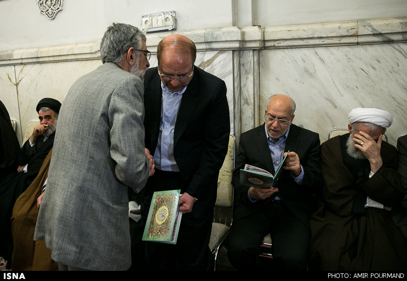 حرف های در گوشی حداد عادل و قالیباف/ عکس