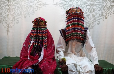 عروس و داماد در مراسم- کراچی، پاکستان 