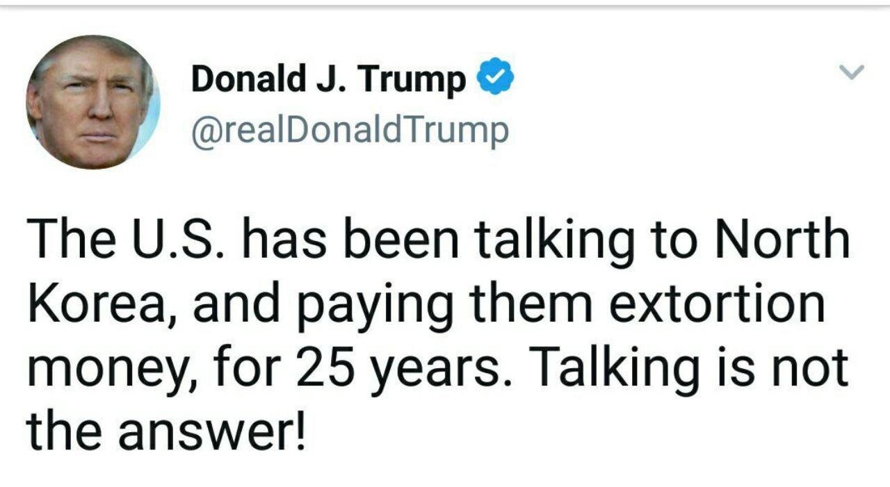 واکنش ترامپ به آزمایش موشکی کره‌شمالی