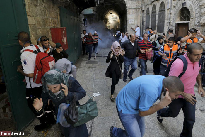 (تصاویر) حمله صهیونیست‌ها به مسجدالاقصی