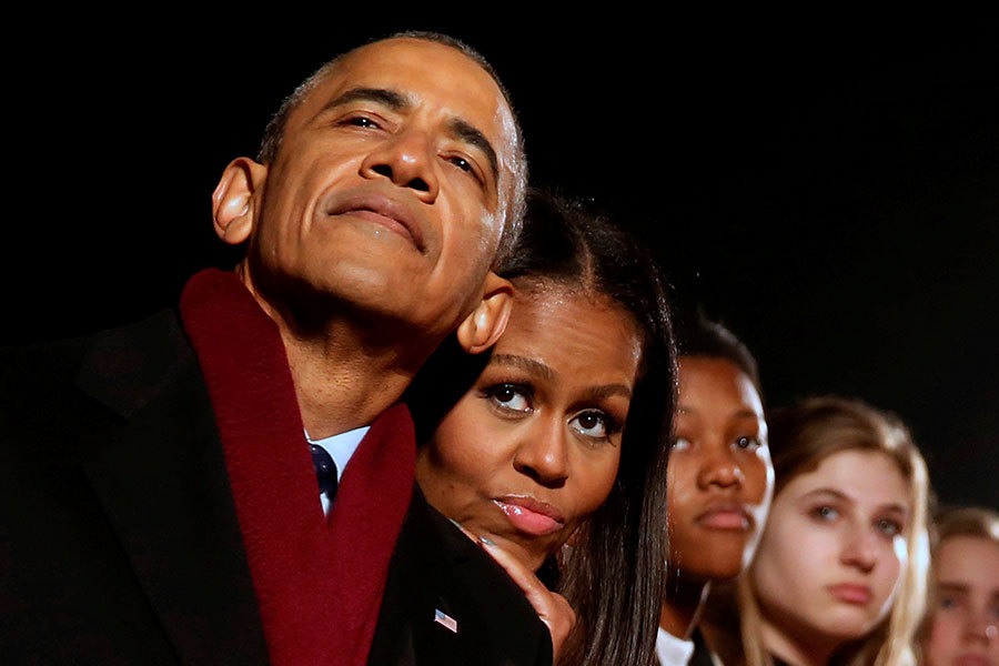 اوباما و همسرش در مراسم درخت کریسمس/عکس